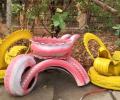 He turns old tyres into art!