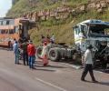 Chemical-laden truck falls off flyover, locals suffer eye irritation