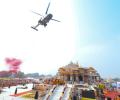 IAF choppers shower flower petals over Ram mandir