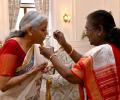 PIX: Prez feeds 'dahi-cheeni' to Sitharaman ahead of budget