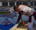 BJP leader immerses Kejriwal's effigy in Yamuna