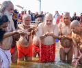 Shah takes holy dip in Triveni Sangam at Maha Kumbh