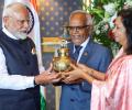 Modi gifts Gangajal from Kumbh to Mauritius Prez Dharam Gokhool