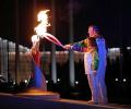 Tretyak, Rodnina light flame at Sochi opening ceremony