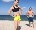 Eugenie Bouchard sweats it out on the beach