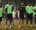 After Lankan cricketers, ISL footballers sport masks in Delhi