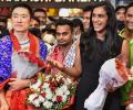 Sindhu gets rousing welcome in Hyderabad