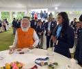 PM Modi has ice-cream with Sindhu, choorma with Neeraj