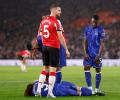 Southampton's Stephens sees red for pulling Cucurella's hair