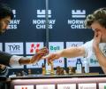 PIX: Gukesh gets revenge! Stuns Carlsen in Norway Chess