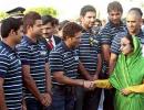 Victorious Indian team felicitated by President 