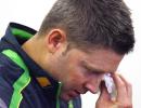 Clarke breaks down repeatedly as he pays tribute to Hughes