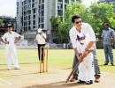 PIX: Sachin gives cricket lessons on 43rd birthday as wishes pour in