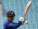 Dhoni hits the straps in practice along with ODI specialists