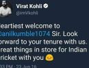 Kohli deletes tweet welcoming Kumble as coach