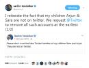 Tendulkar requests Twitter to take down fake handles of his kids