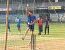 Arjun Tendulkar bowls at nets to Kohli & Co