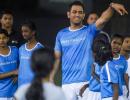 PIX: Dhoni takes to the football field