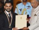 PIX: Cricket captain Kohli, lifter Chanu bask in Khel Ratna glory