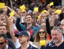 PIX: English fans give sandpaper send-off to Warner