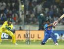 Ist ODI PIX: India ride on Jadhav, Dhoni fifties to beat Australia