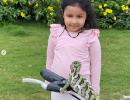 Ziva Dhoni's cute encounter with a chameleon