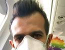 Chahal wears mask on way to Dharamsala for first ODI