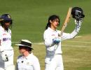 PICS: Dominant Mandhana hits century in pink-ball Test