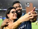 Natasa, Hardik Hug And Celebrate Win