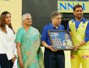 PICS: CSK's Dhoni felicitated for completing milestone