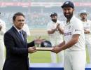 Pujara Gets 100th Test Cap From Gavaskar