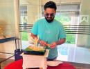 Pant Cuts Cake To Celebrate...