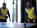 CSK's day off! Dhoni plays TT; Jadeja enjoys golf