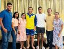 Dhoni Meets Pathirana's Family