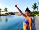 Beach bum! Sara Sampaio soaks up the sun in the Maldives