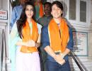 Pix: Tiger Shroff, Kriti Sanon visit Babulnath temple in Mumbai