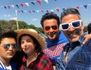 What is Farah doing in London with Akshay, Riteish, Bobby?