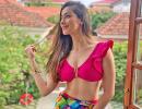 Laxmi Raai likes her pink bikini