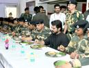 Ram Charan Enjoys A Meal With BSF Jawans