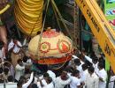 IN PICS: A 2,200 Kg laddu for this 52 ft Ganesha!