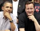 PIX: Obama, Cameron bond over basketball, hot dog