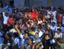 Jubilation, festive spirit at Andhra Bhawan for Telangana