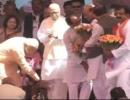 No love lost: Advani, Modi share dais in Bhopal