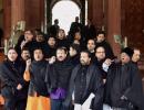 After black umbrellas, TMC brings black shawls to Parliament