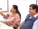 Amidst Modigate, Gadkari meets Raje and extends full support to her