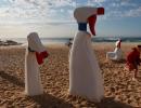 Why are these giant spray bottles at the beach?