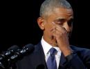 'Yes we can, yes we did!' Teary Obama bids farewell