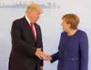 It finally happened! Trump shakes hands with Merkel