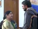 'Meri madam mahaan': Freed Indian Hamid Ansari meets Sushma