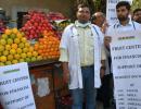 Why are these doctors selling fruits?